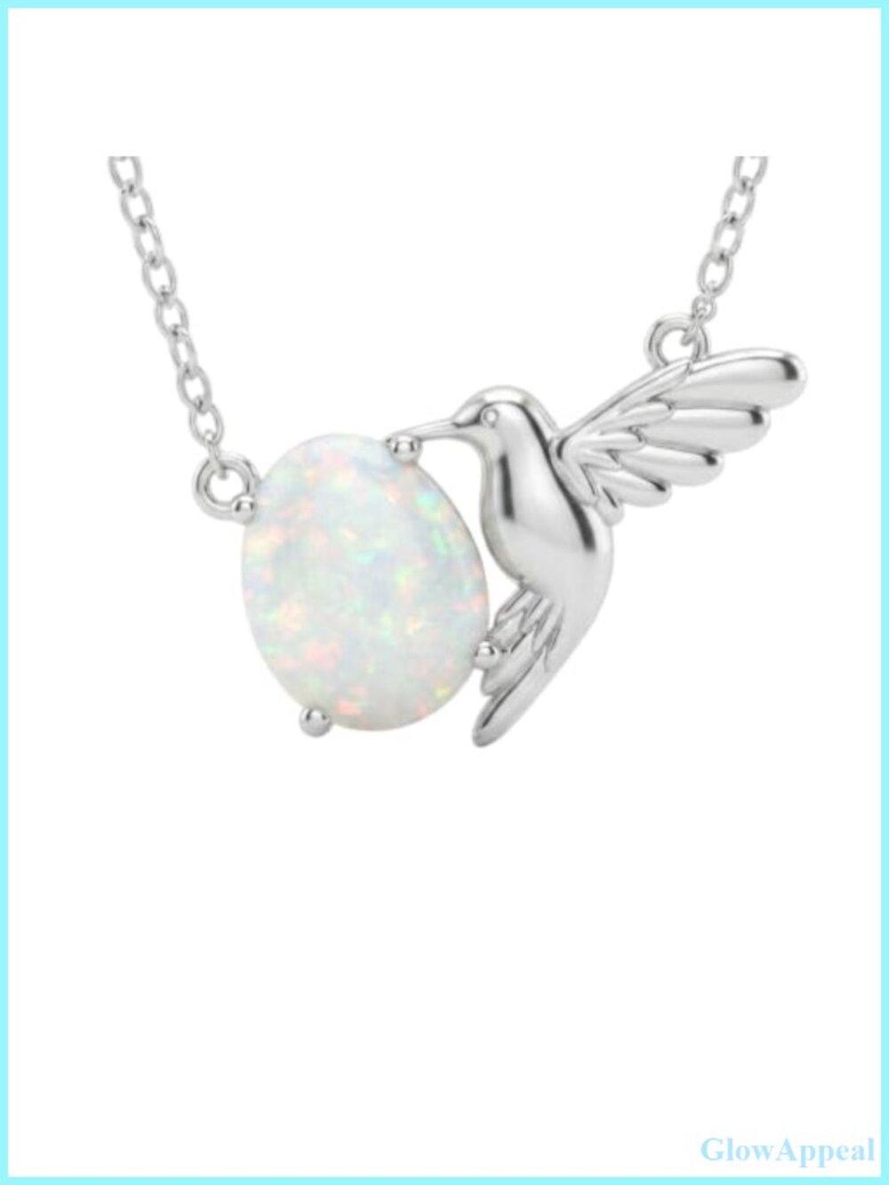 Sterling Silver Bird Opal Pendant Necklace 18+2" Dainty Gift for Her Grandma